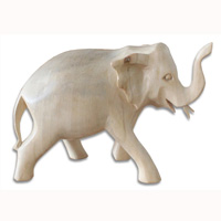 Wooden Elephant , Hand Carved From Waru Wood