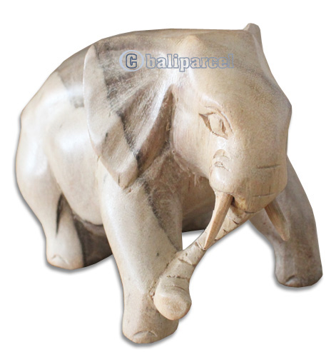 Wooden Elephant , Hand Carved From Waru Wood