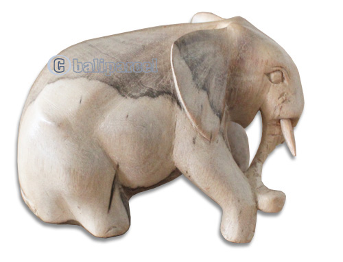 Wooden Elephant , Hand Carved From Waru Wood