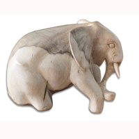 Wooden Elephant , Hand Carved From Waru Wood