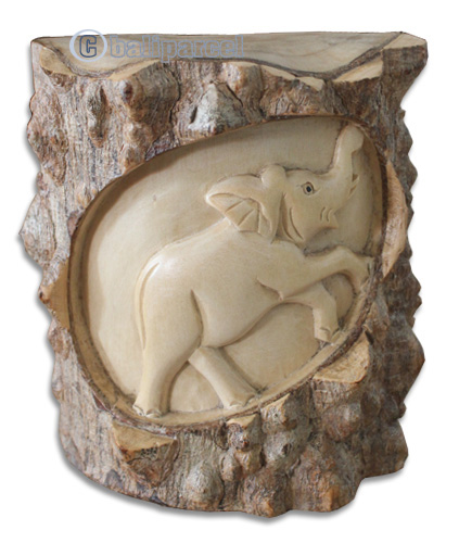Wooden Elephant , Hand Carved From Crocodile Wood
