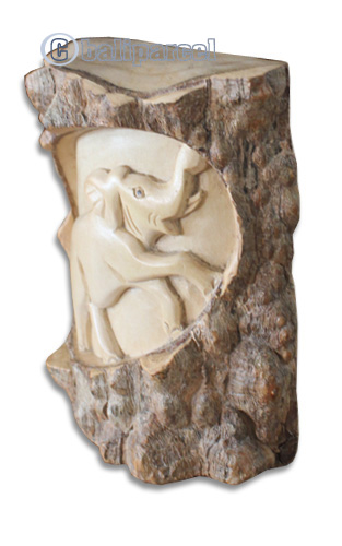 Wooden Elephant , Hand Carved From Crocodile Wood