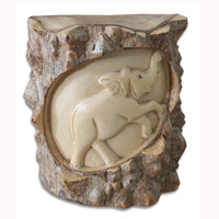 Wooden Elephant , Hand Carved From Crocodile Wood