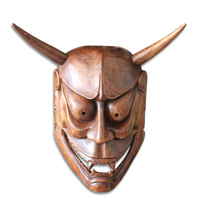 Wooden Mask Carving, Hand Carved From Waru Wood With Brown Polished