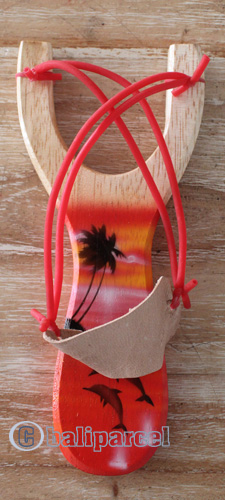 Wooden Slingshot Hand Made From Albesia Wood With Airbrush