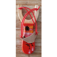 Wooden Slingshot Hand Made From Albesia Wood With Airbrush