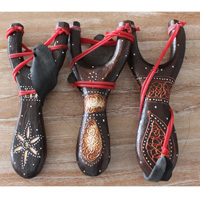 Wooden Slingshot Hand Made From Albesia Wood With Painting