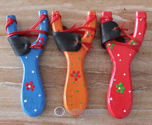 Wooden Slingshot Hand Made From Albesia Wood With Painting