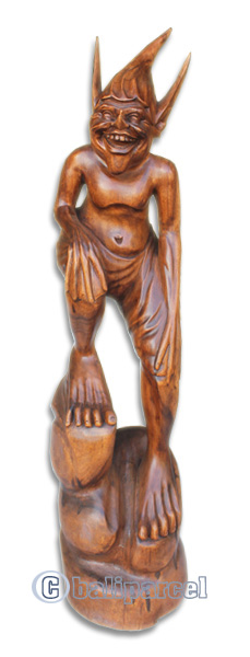 Wooden Alient Handcrafted From Suar Wood With Brown Polished