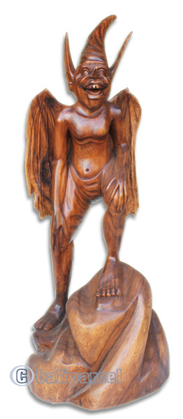 Wooden Alient Handcrafted From Suar Wood With Brown Polished