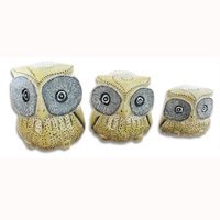 Wooden Owl Set Of 3, Hand Carved From Albesia Wood