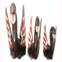 Wooden Goose Set Of 3, Hand Carved From Albesia Wood
