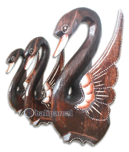 Wooden Goose Set Of 3, Hand Carved From Albesia Wood
