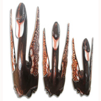Wooden Goose Set Of 3, Hand Carved From Albesia Wood