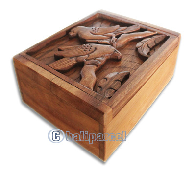Wooden Box, Hand Carved From Suar Wood