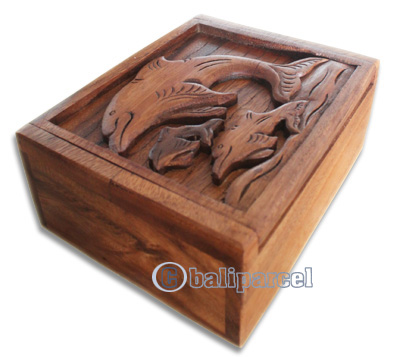 Wooden Box, Hand Carved From Suar Wood