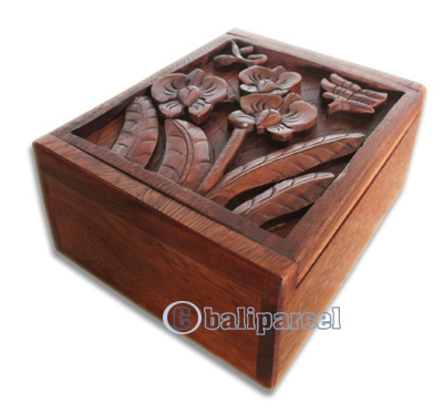 Wooden Box, Hand Carved From Suar Wood