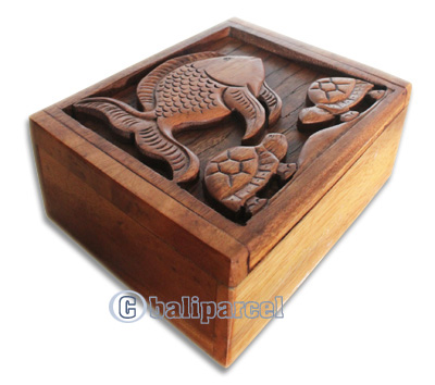 Wooden Box, Hand Carved From Suar Wood