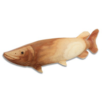 Wooden Pike Fish, Hand Carved From Suar Wood With Natural Polished