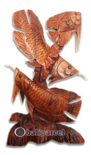 Wooden Fish, Hand Carved From Suar Wood With Brown Polished
