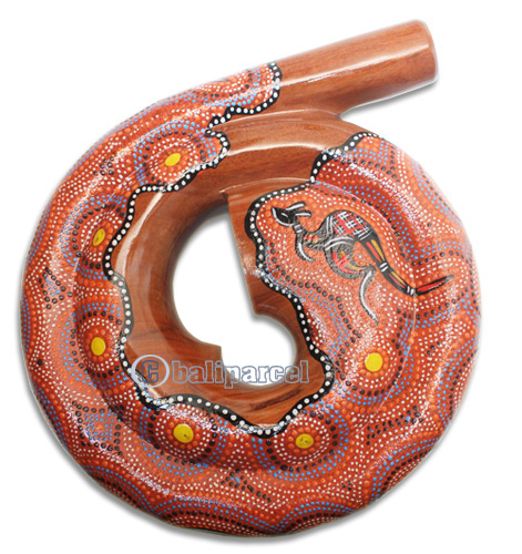 Aboriginal Carved Didgeridoo, Handmade From Mahogany Wood