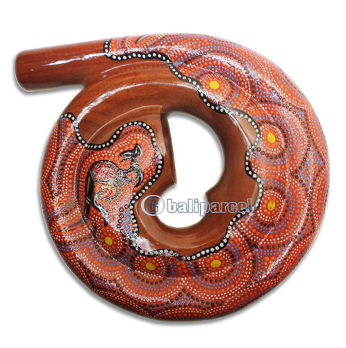 Aboriginal Carved Didgeridoo, Handmade From Mahogany Wood