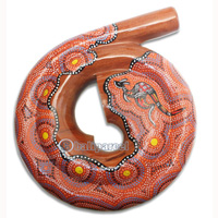 Aboriginal Carved Didgeridoo, Handmade From Mahogany Wood