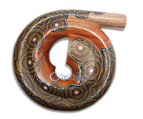Aboriginal Carved Didgeridoo, Handmade From Mahogany Wood