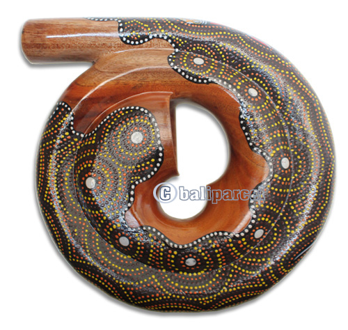 Aboriginal Carved Didgeridoo, Handmade From Mahogany Wood