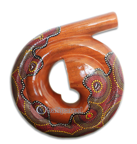 Aboriginal Carved Didgeridoo, Handmade From Mahogany Wood