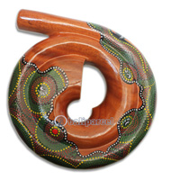 Aboriginal Carved Didgeridoo, Handmade From Mahogany Wood