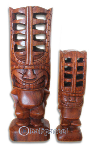 Wooden Tiki Statue, Hand Carved From Suar Wood