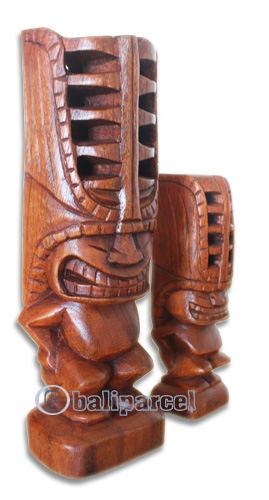 Wooden Tiki Statue, Hand Carved From Suar Wood