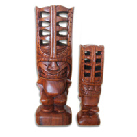 Wooden Tiki Statue, Hand Carved From Suar Wood