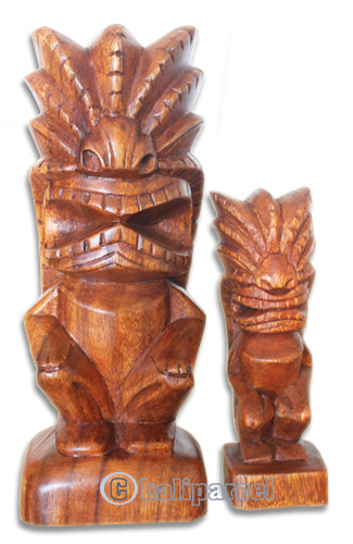 Wooden Tiki Statue, Hand Carved From Suar Wood