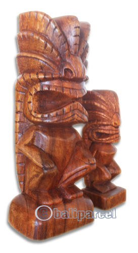 Wooden Tiki Statue, Hand Carved From Suar Wood