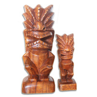 Wooden Tiki Statue, Hand Carved From Suar Wood