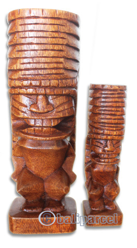 Wooden Tiki Statue, Hand Carved From Suar Wood