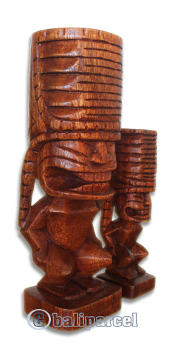 Wooden Tiki Statue, Hand Carved From Suar Wood