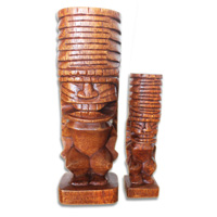 Wooden Tiki Statue, Hand Carved From Suar Wood