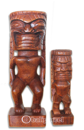 Wooden Tiki Statue, Hand Carved From Suar Wood