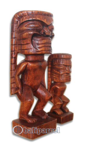 Wooden Tiki Statue, Hand Carved From Suar Wood