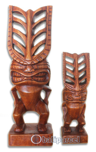 Wooden Tiki Statue, Hand Carved From Suar Wood