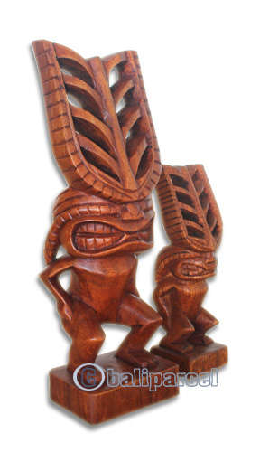 Wooden Tiki Statue, Hand Carved From Suar Wood