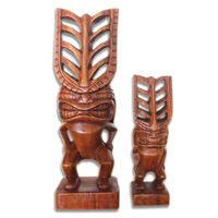 Wooden Tiki Statue, Hand Carved From Suar Wood