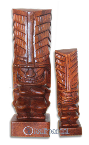 Wooden Tiki Statue, Hand Carved From Suar Wood