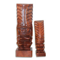 Wooden Tiki Statue, Hand Carved From Suar Wood