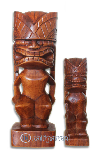 Wooden Tiki Statue, Hand Carved From Suar Wood