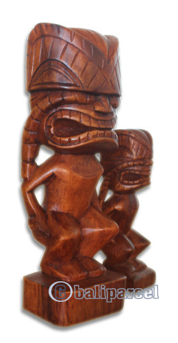 Wooden Tiki Statue, Hand Carved From Suar Wood