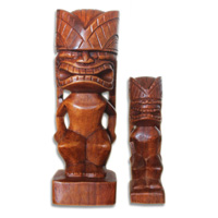 Wooden Tiki Statue, Hand Carved From Suar Wood